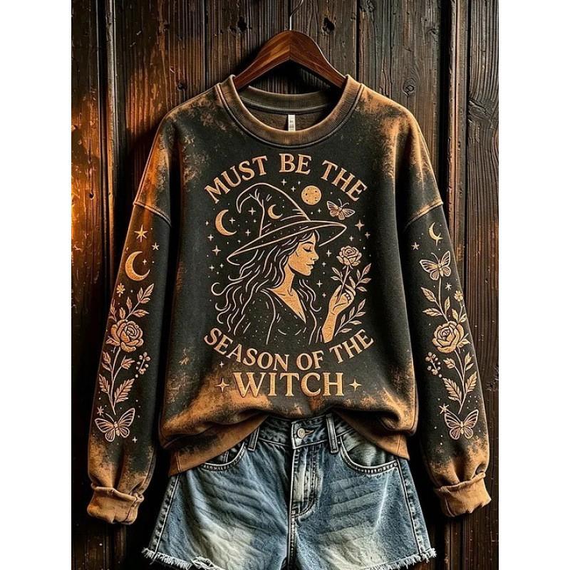 3D Printed Halloween Sweatshirt Women Loose Fit Crew Neck Long Sleeve Casual Pullover