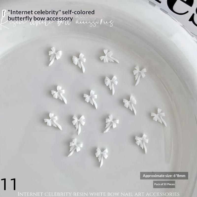 Nail Art 3D Bowknot Decor Set 50PCS for Creative DIY Manicure Beauty Projects