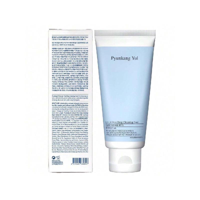 Pyunkang Yul Низкокислотная пенка для глубокого очищения пор 100 мл, Очищающее средство для пор с пушистыми микропузырьками, AHA, Гамамелис, Нулевое раздражение, Корейский уход за кожей