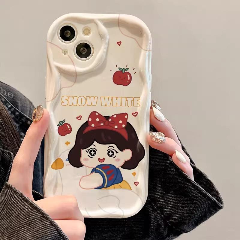 Белоснежка для Apple 16promax Чехол для мобильного телефона 14 Новая женская модель для IPhone15pro/13 Кремовый узор 11
