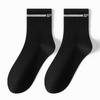 Men's Autumn and Winter Single Bar Striped Jacquard Right Angle Breathable Mid Calf Cotton Socks