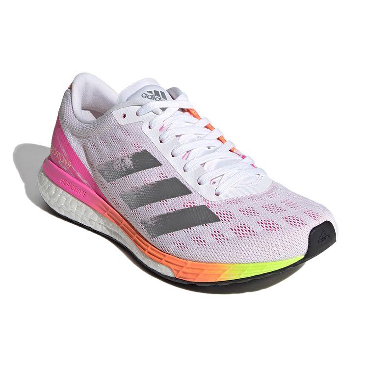 adidas Adizero Boston 9 White Screaming Pink Женские кроссовки Cloud-White Silver-Metallic H68744