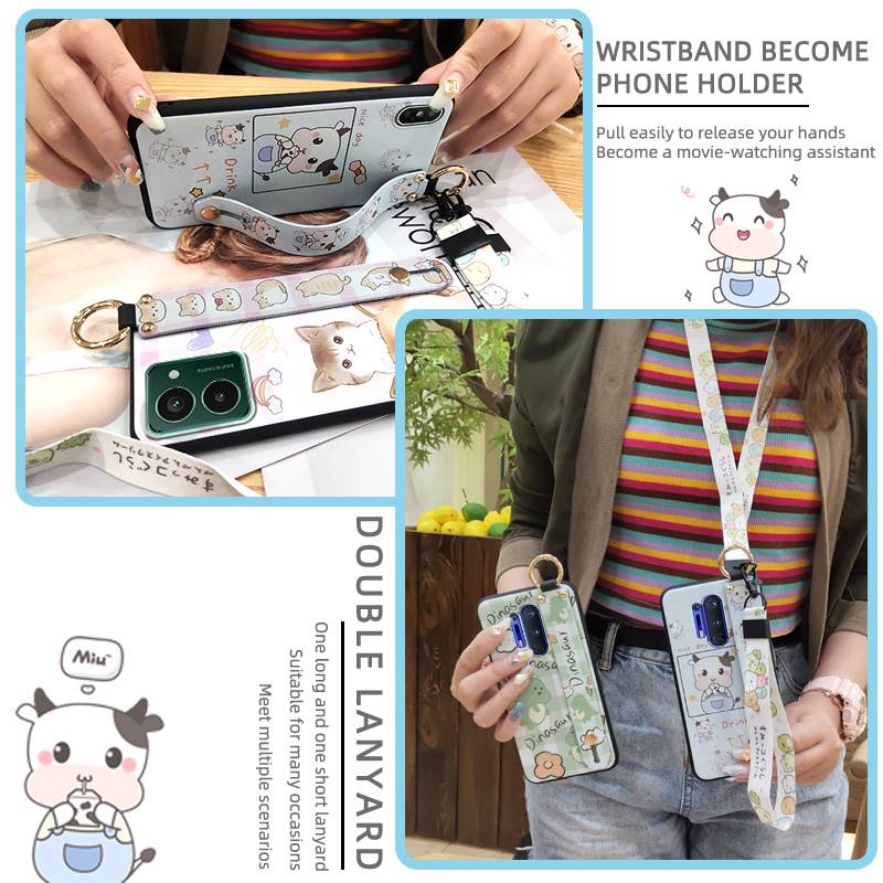 Cartoon Wristband Phone Case For Nokia HMD Pulse/Pulse+/Pulse Pro Shockproof Anti-knock Wrist Strap Fashion Design Ring