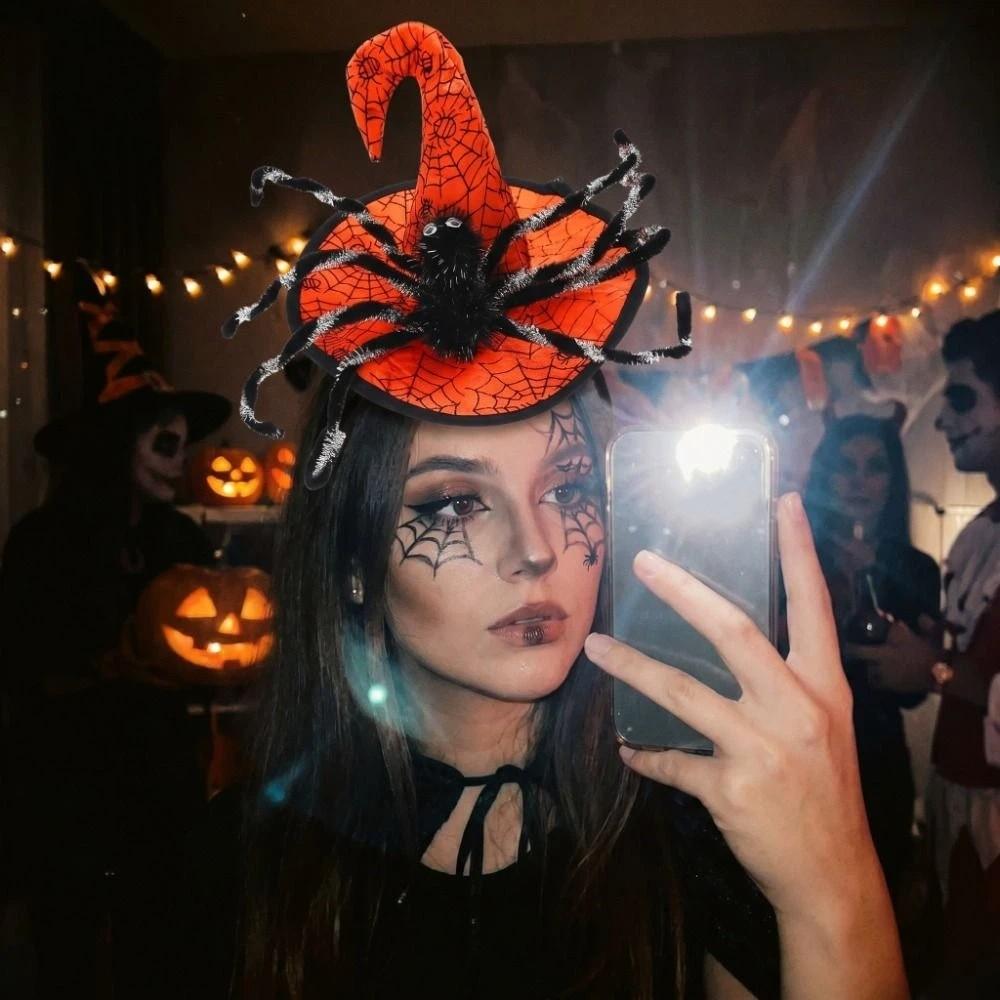 Spider Halloween Witch Hat Headband Sequin Cone Hat Hair Hoop Halloween Party Hair Band Kids