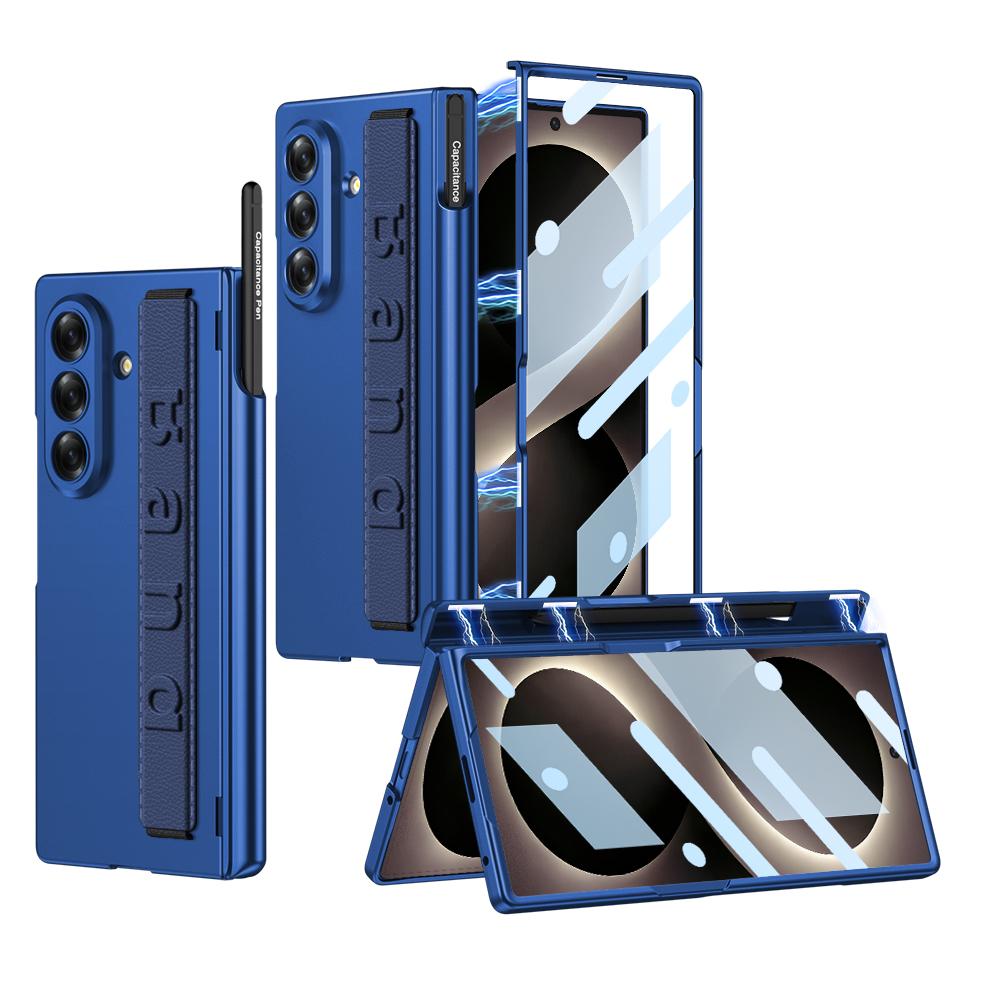 Magnetic Hinge Pen Holder Case For Samsung Galaxy Z Fold 8 Ultra Outer Screen Glass Wrist Strap Cover For Galaxy Z Fold7 Case