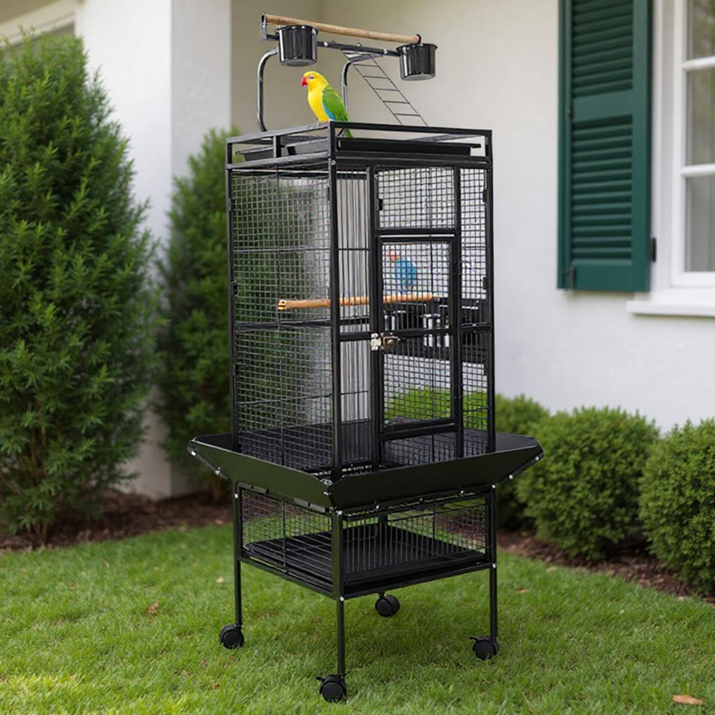 Large Bird Flight Cage with Rolling Stand Playtop Parrot Cage Pet Bird House for Parakeets Canaries Cockatiels Lovebirds