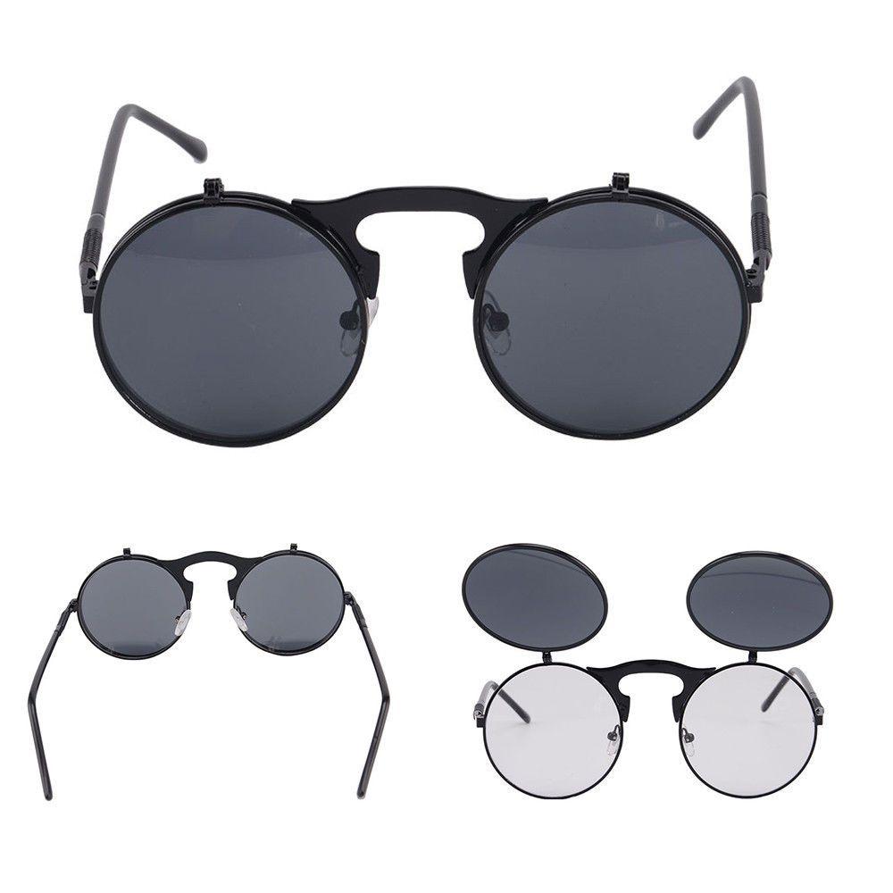 Ретро Мода Винтаж Готические Круглые Откидные Стимпанк Очки Винтаж Киберпанк