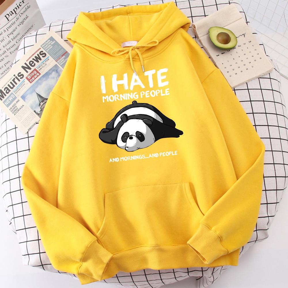 Ленивая панда, я ненавижу утренних людей, толстовка с принтом, женская повседневная модная толстовка с капюшоном, осенняя мягкая толстовка в стиле Харадзюку, теплая спортивная одежда для мужчин
