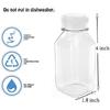 MINGXIAN 6 Pcs 5 OZ Plastic Juice Bottle, Reusable Transparent Bulk Beverage Container, Suitable For Juice, Milk And Other With White Lid