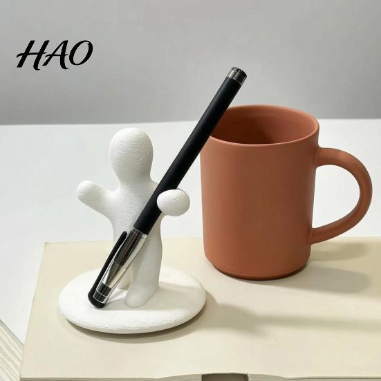 Fun Gift for Friends 3D Printed Funny Figure Pen Holder, Black White Humanoid Desk Modern Container Organizer Pencils Pens, Unique Tabletop