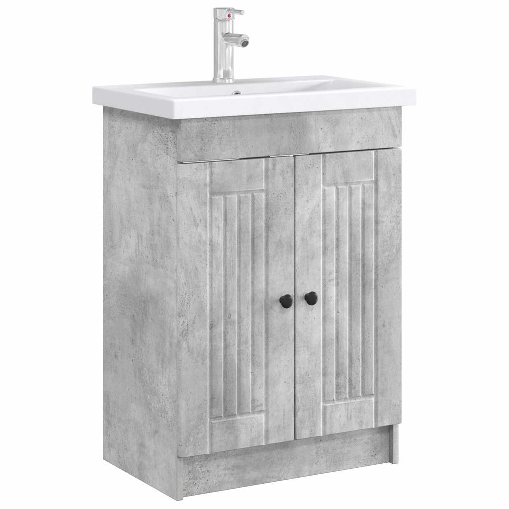 Under Sink Bathroom Cabinet Concrete Grey 56 x 37.5 x 81 cm