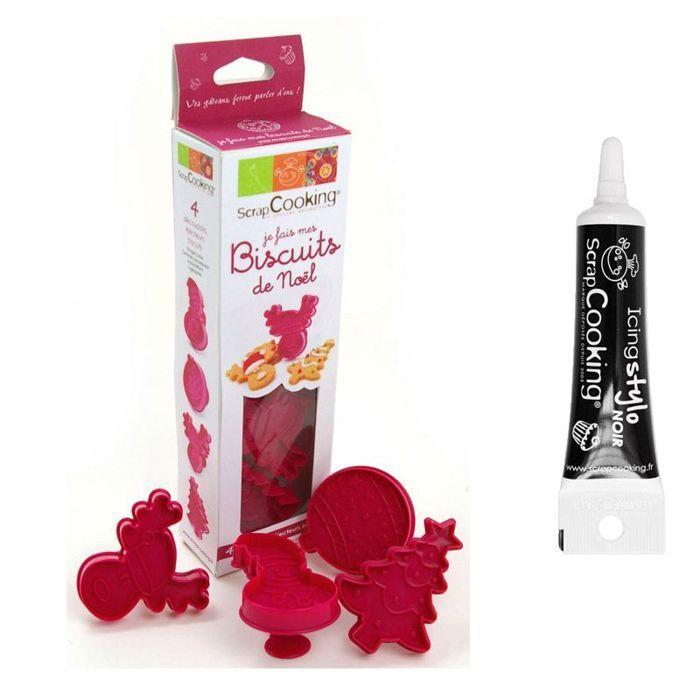 Kit découpoirs Biscuits de Noël + Stylo de glaçage noir