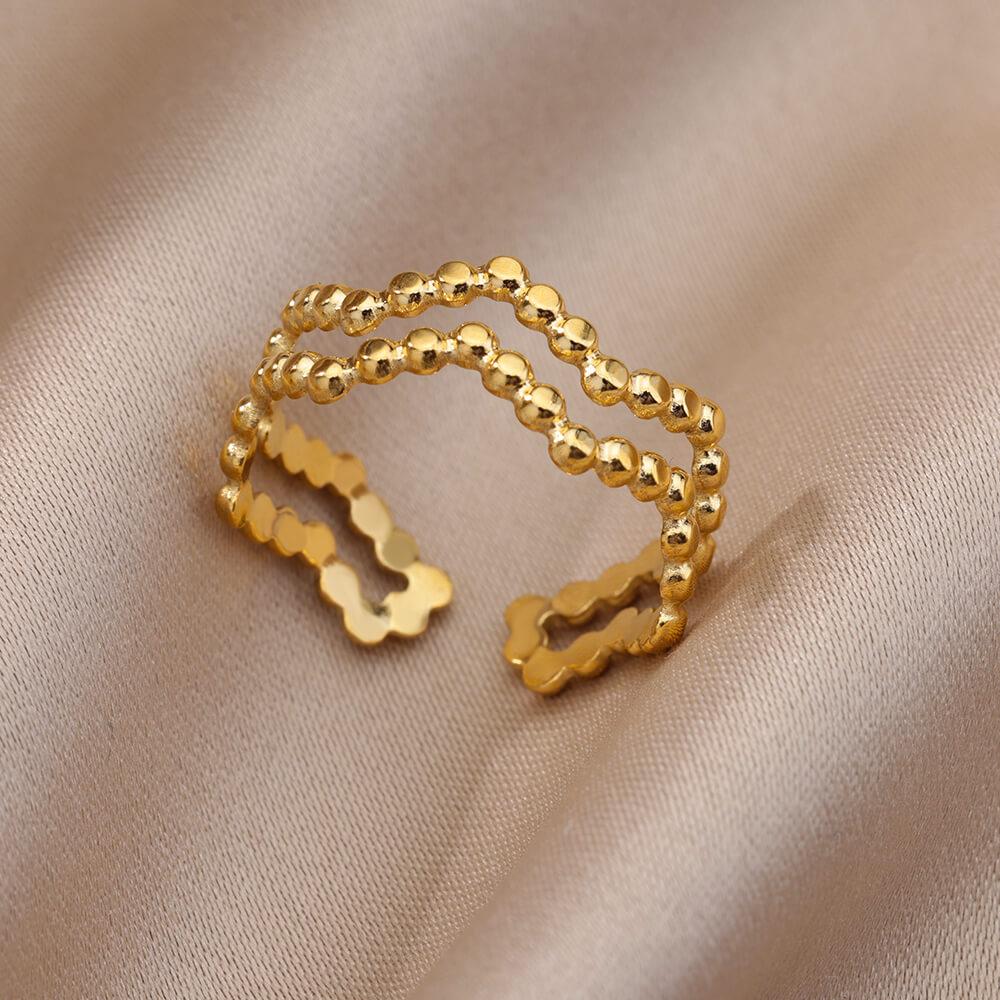Opening Rings for Women Stainless Steel Gold Color Geometric Ring Fashion Simple Party Christmas Jewelry Gift