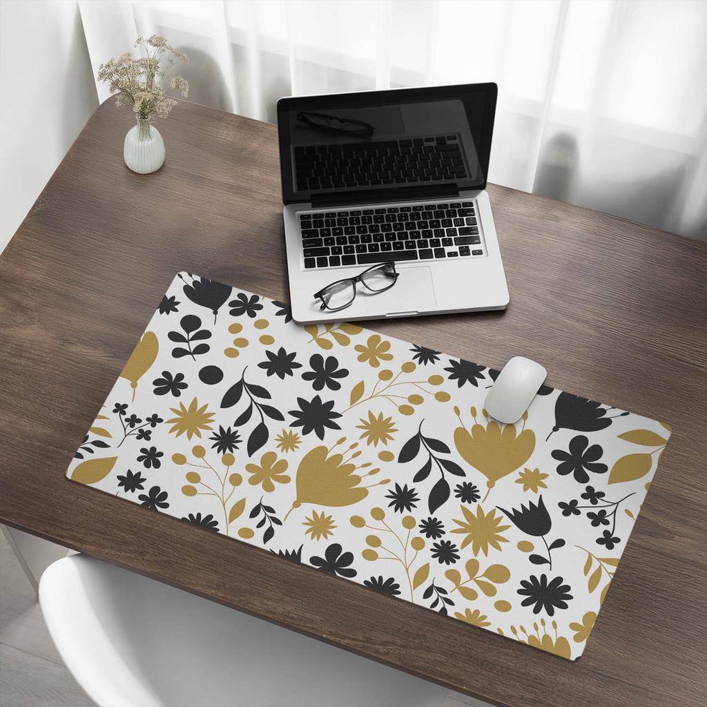 Protective Decorative Mat for Office Table, Floral Retro Pattern, 90x45 cm
