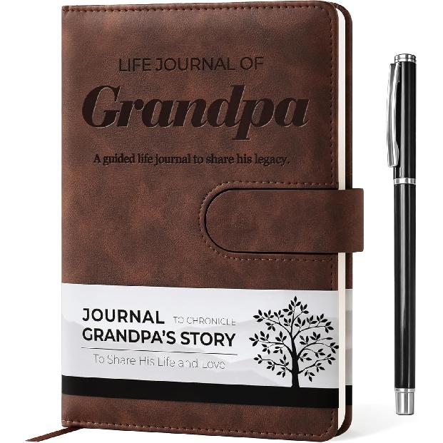 Dad I Want to Know Your Life Story Leather Journal (Hardcover) - Birthday Gifts for Dad - Guided Legacy Journal to Share His Life Story - Ideal Gifts