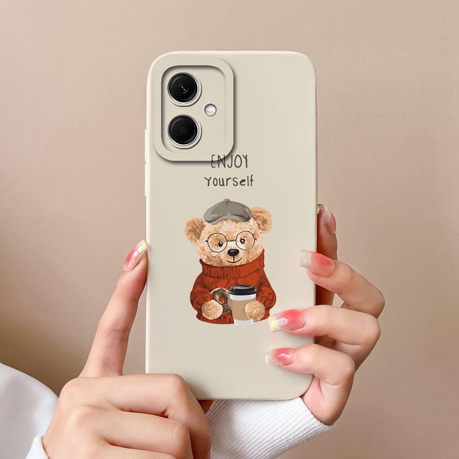 Силиконовый чехол для Xiaomi Redmi Note 8 9 10 Pro Max 10s 11s 11 12 Pro + 12R 12S, противоударный защитный матовый мягкий чехол с милым медведем для бампера Redmi