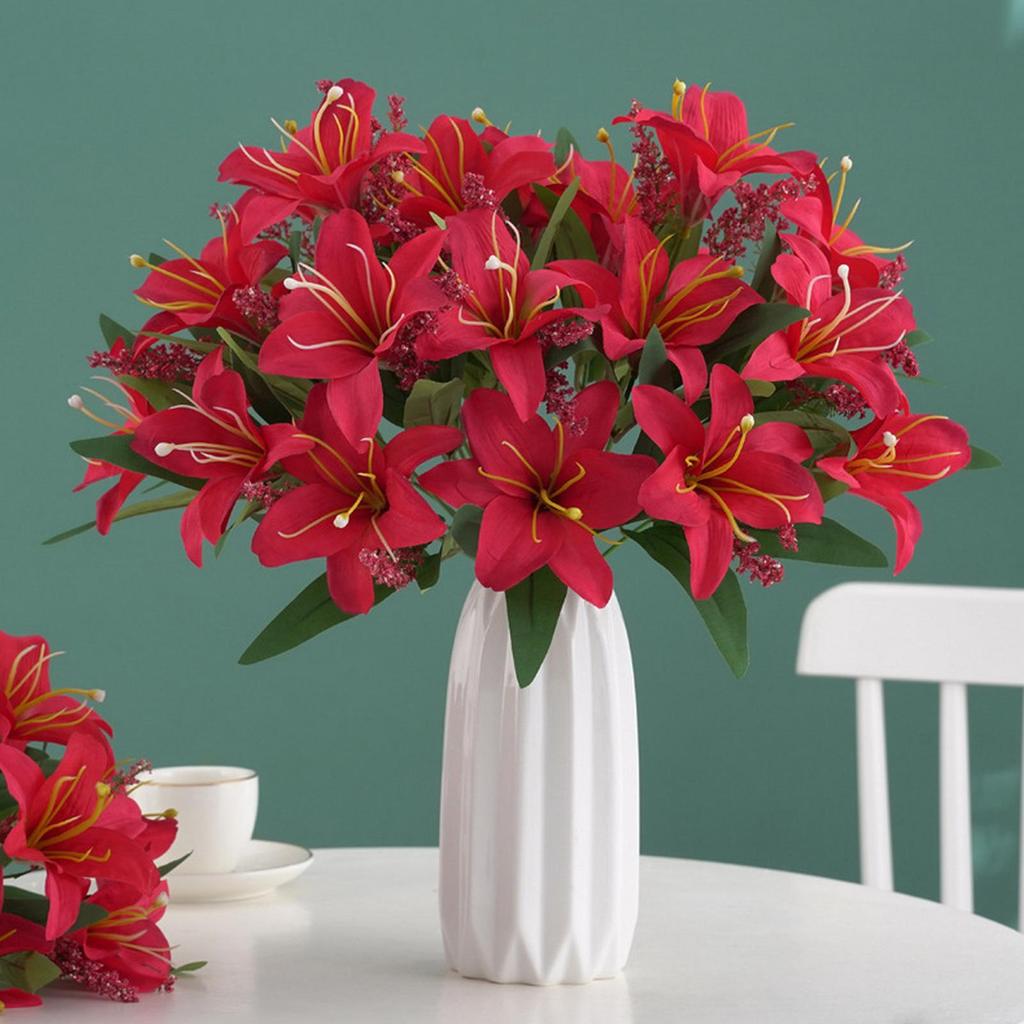 1 шт. DIY поддельные цветы яркие красивые лилии высокая имитация цветочного букета свадебные украшения