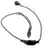 [P9161] - Black 'Boho' Steel Bracelet (feather) - 15x5 Mm