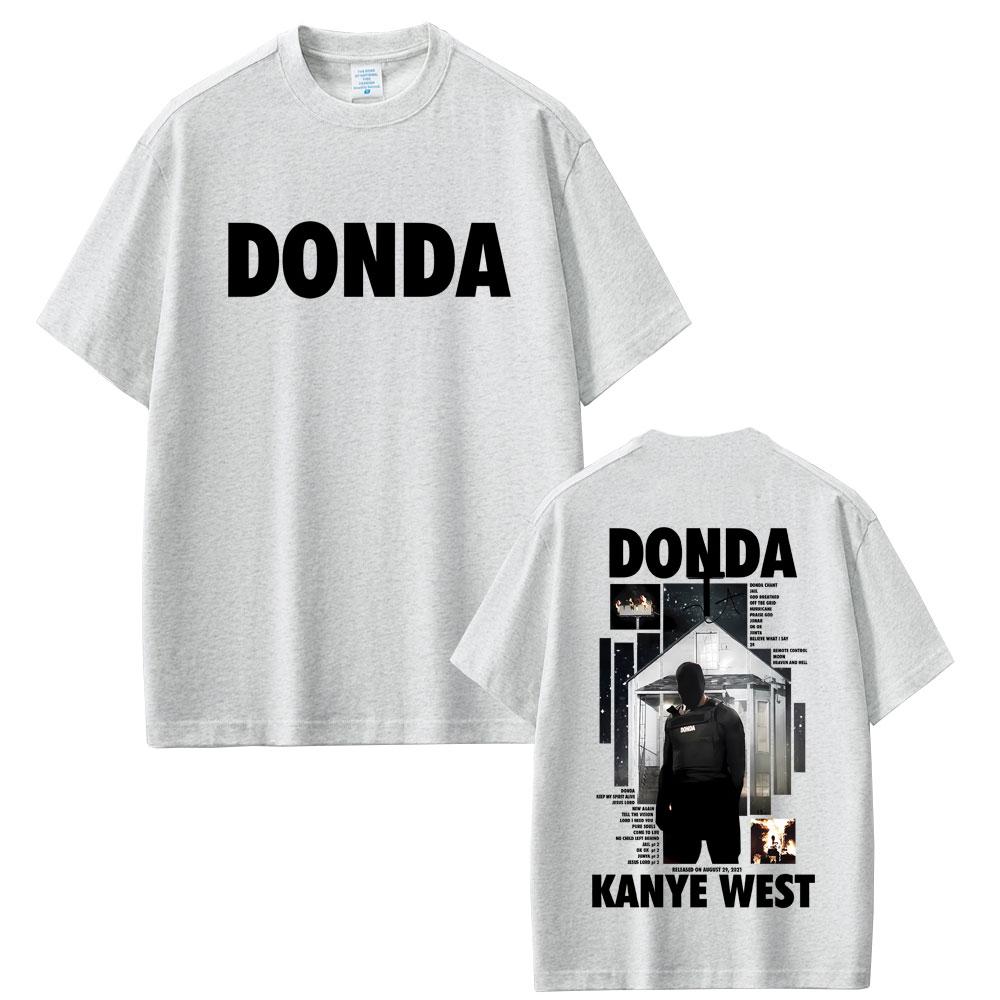 Футболка с принтом с обеих сторон Donda рэпера Канье Уэста Унисекс Женская Хип-Хоп Мода Поп-Музыка Футболки Унисекс Винтажные Футболки