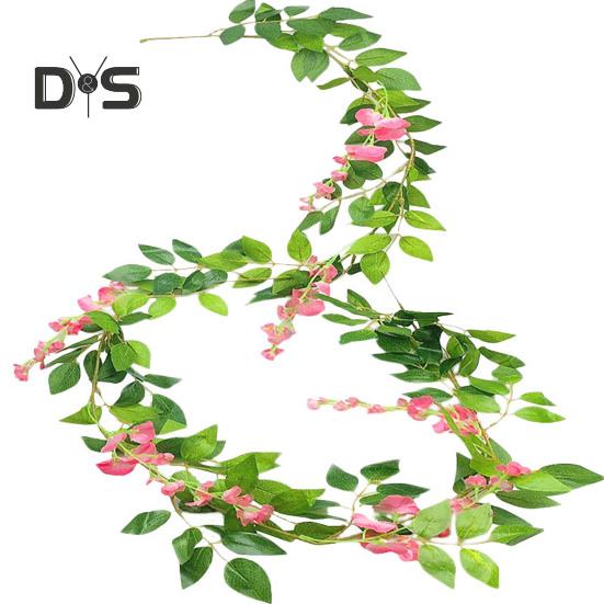 200CM Artificial Wisteria Flower Garland Realistic Home Wedding Garden Indoor Outdoor Wall Hanging Faux Climbing Floral Greenery Drooping Ivy