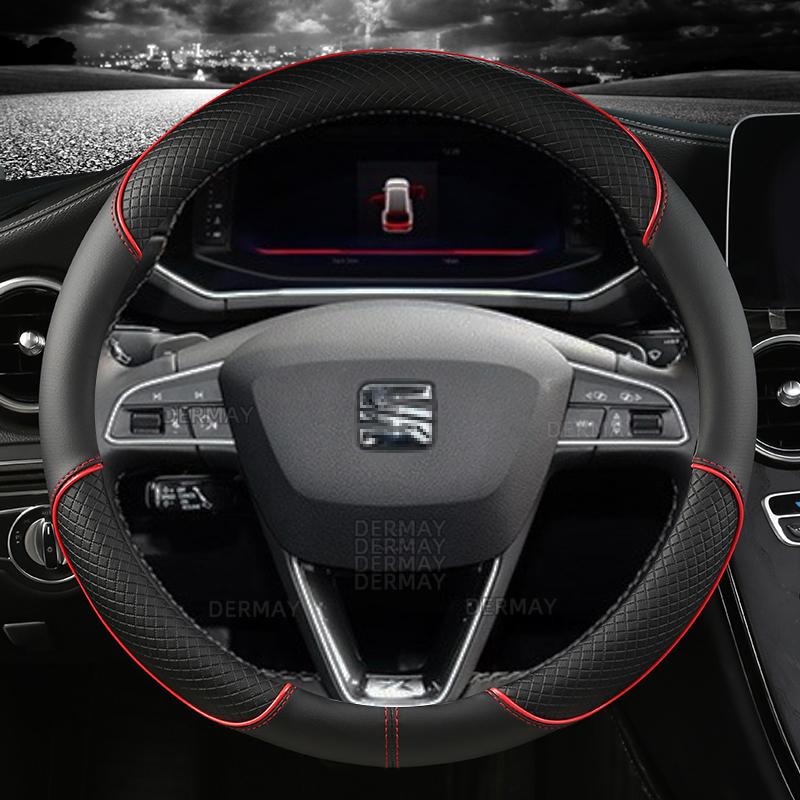 Нескользящий чехол на руль автомобиля из микрофибры для Seat Tarraco Arona Ateca Ibiza Toledo Mii Leon Arosa Exeo ST FR 38 см