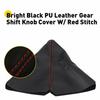 JDM Black PVC LeatherRed Stitch ManualAuto Gear Shift Knob Shifter Boot Cover