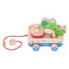Crocodile Beating Drum Baby Pull Toys Rubber Wood Baby Pull Toys for Over 1 Year Old Boys Girls