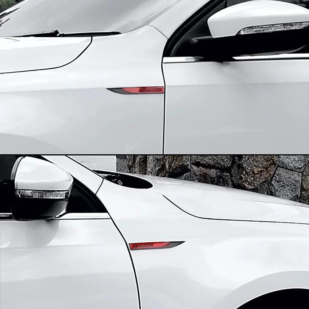 FIQ1 2pcs x Metal Mugen Logo Side Fender Emblem Badge Car Body Sticker Decal for Honda Civic City Jazz Accord Crv Fit Insight