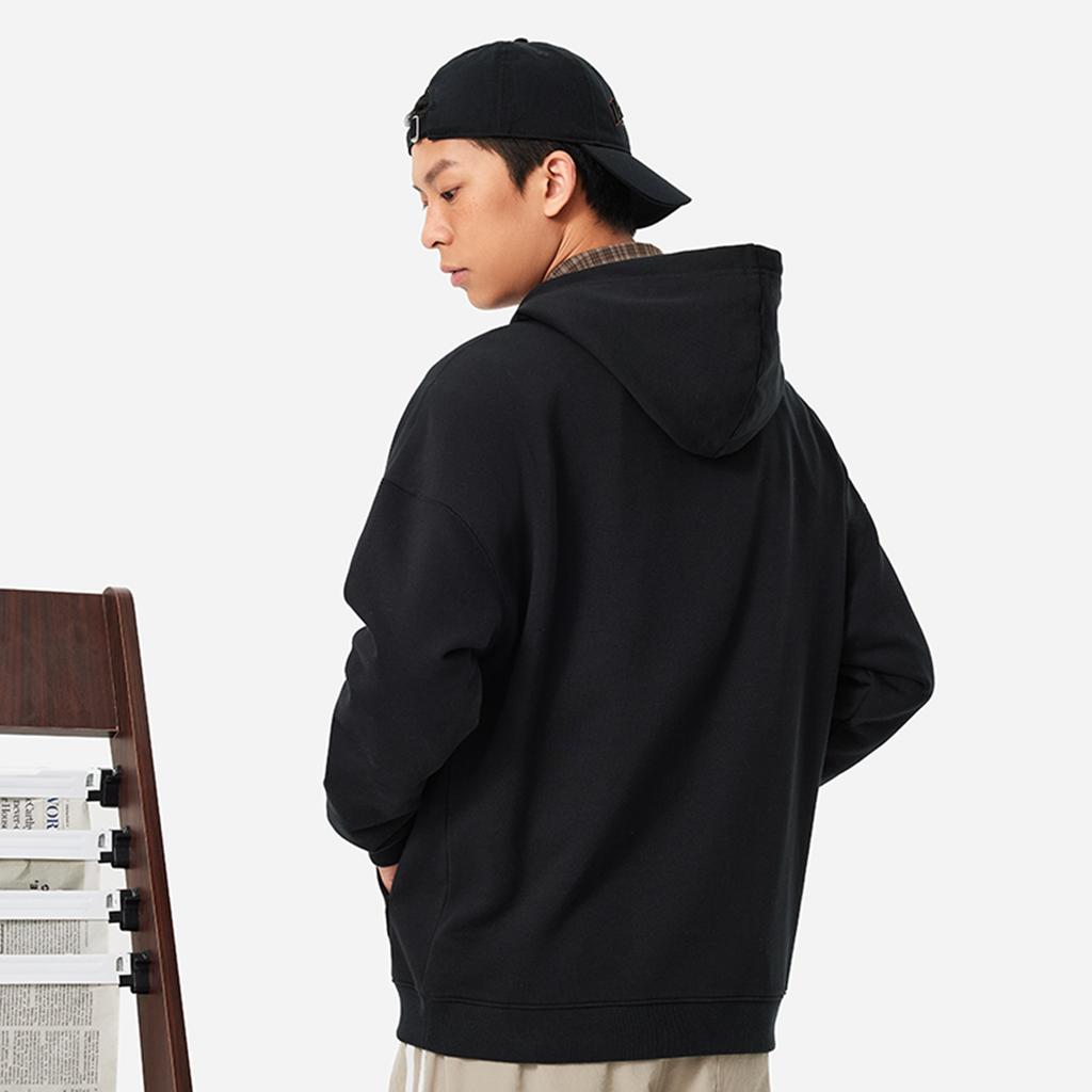 Li Ning Sports Lifestyle Series High Street American Vintage Letter Loose Hoodie Pullover Long Sleeve Sweatshirt Men Hoodie Black AWDU673-3