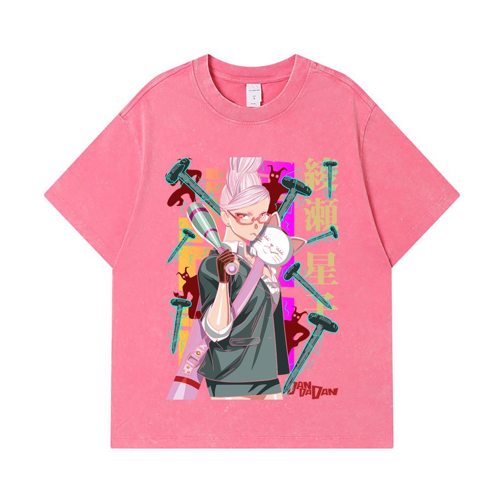 275 GSM Washed T-shirts 100% Cotton Dandadan V33 Seiko Print Unisex Heavy Cotton T Shirt