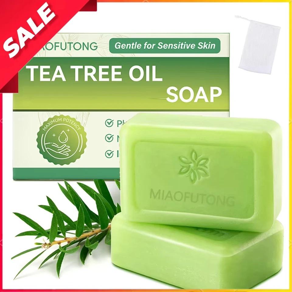 Мыло с маслом чайного дерева, Кусок мыла с маслом чайного дерева, Натуральное мыло для очищения кожи тела, Мягкое отшелушивающее мыло