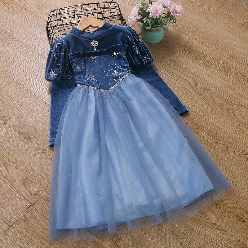 Платье Замороженной Принцессы с флисовой подкладкой для девочек - Зима, Хэллоуин и Рождество