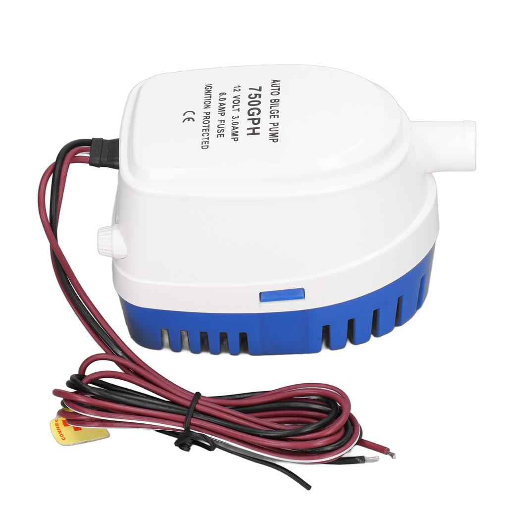 Automatic Bilge Pump DC 12V Plastic Removable Filter Easy Cleaning Boat Bilge Water Pump for Marine Yacht 750GPH