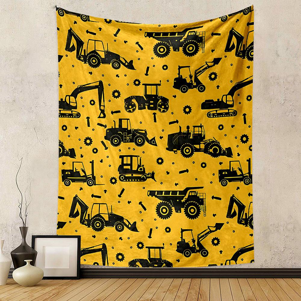 Construction Vehicles Pattern Patterned tapestry home decor, suitable for bedroom and living room, gift