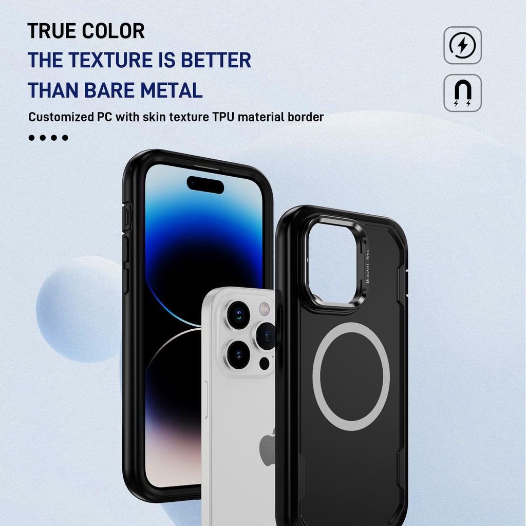 For iPhone 14 Pro Case Compatible with MagSafe Lens Frame Kickstand TPU + PC Shockproof Phone Cover