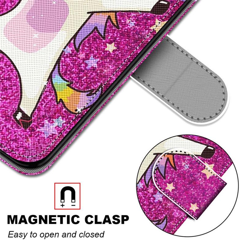 Модный расписной узорный чехол-книжка с ремешком для iPhone Samsung Huawei Honor Xiaomi Redmi OPPO Realme Moto Asus