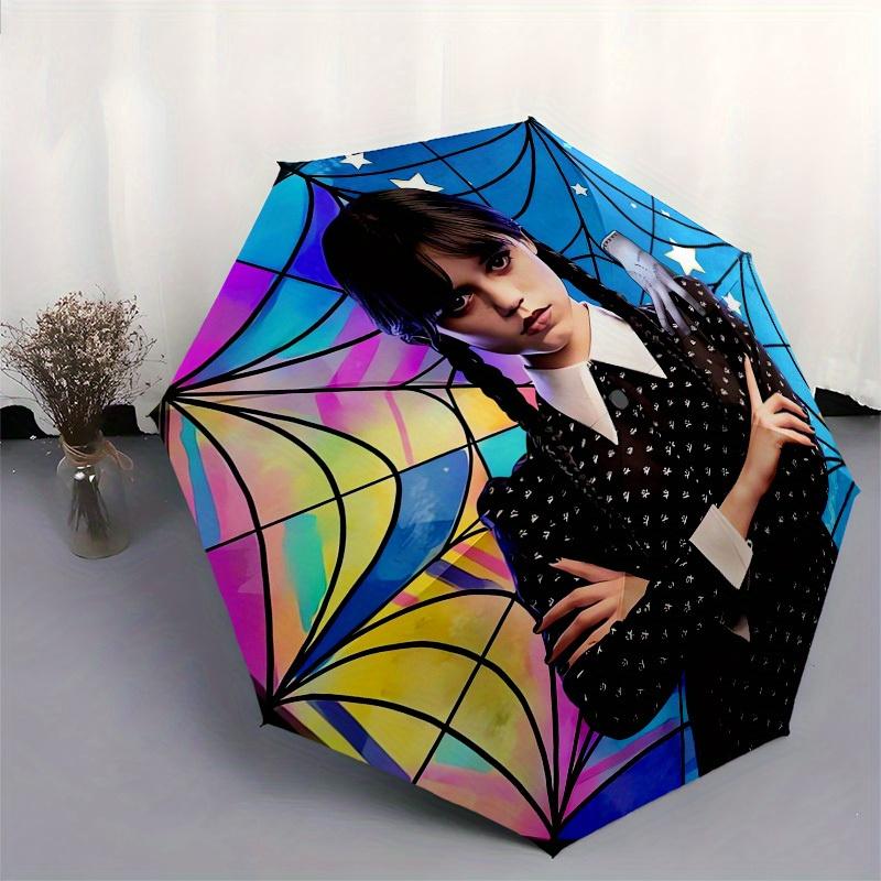 1pc Wednesday Characters Themed High-quality Umbrella,Automatic Opening and Closing Umbrella,Multi-functional Umbrella G0811366