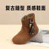 Simple Retro Velvet Warm Girls' Leather Boots