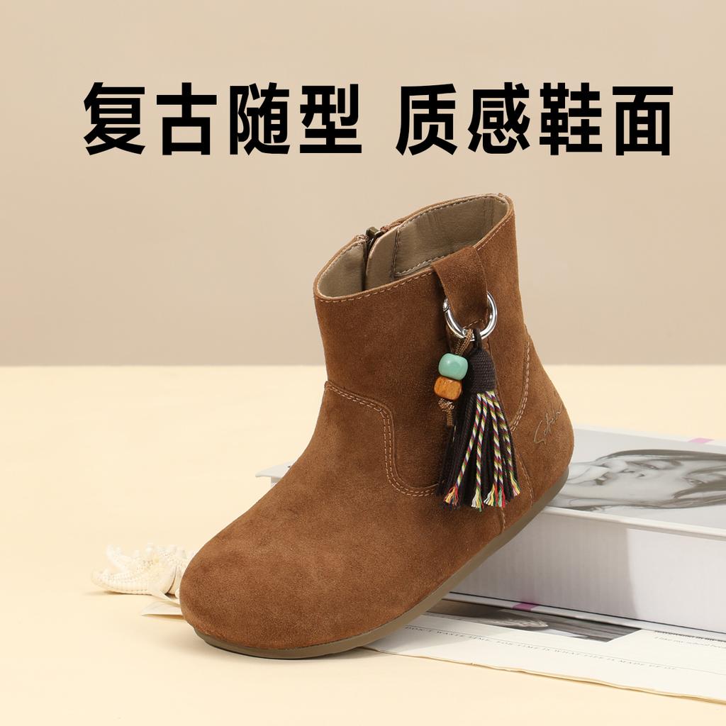 Simple retro velvet warm girls' leather boots