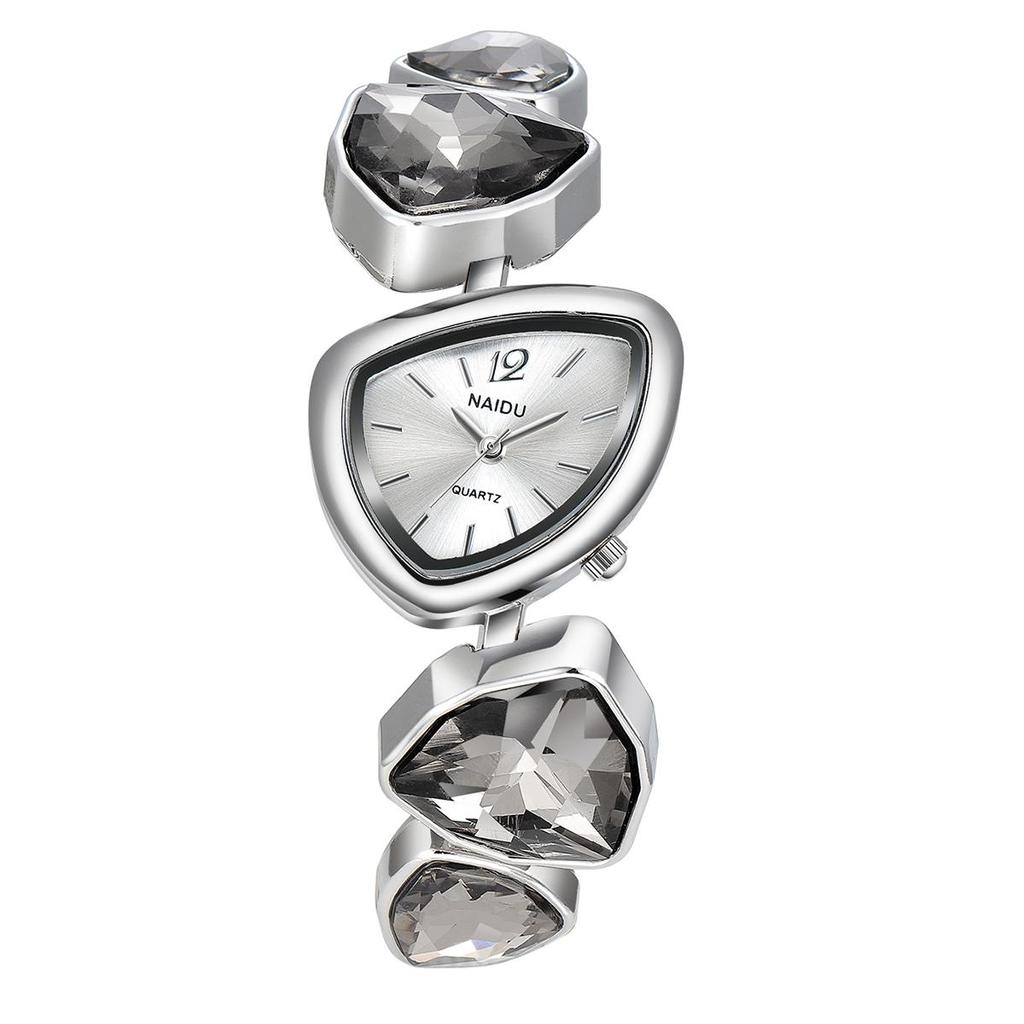 Irregular Shape Casual Easiest for Match Vintage Quartz Watch for Daily Wear Women's Gemstone Crystal Bracelet Watch