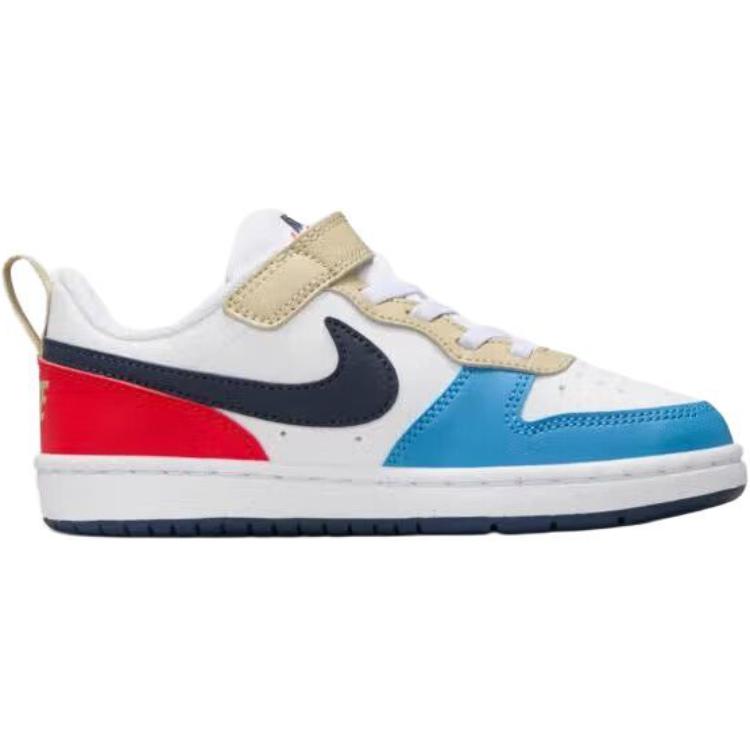 Nike Court Borough Low Recraft PS Белые громовые синие светло-малиновые детские кроссовки Blue-Beyond DV5457-124