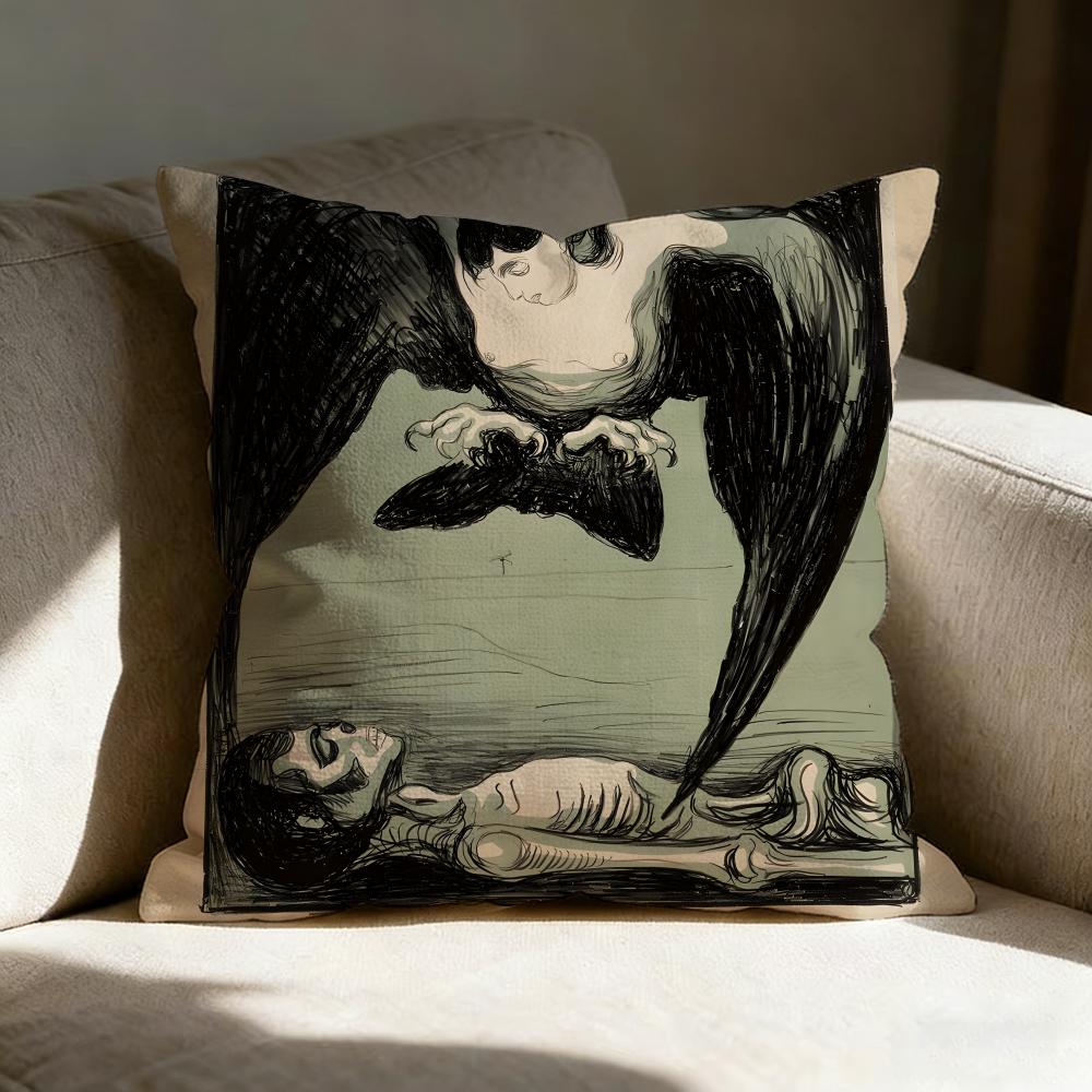 E-Edvard M-Munch Pillow Case Pillowcase, Double-Sided Printed, Sofa Cushion, Bedroom Headboard Pillow