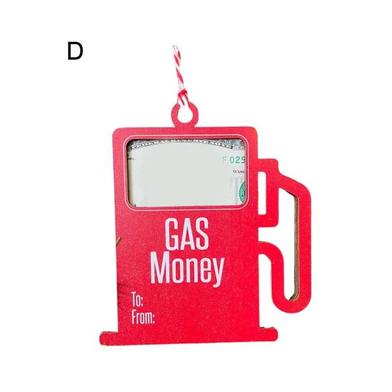 Wooden Gas Can Money Holder Christmas Tree Hanging Gas Money Wallet Cash Envelope Decoration Ornament Pendant Festival Party Wood Money Gift
