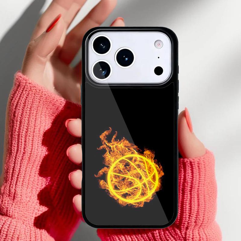 Basket Ball Flame Phone Case for iPhone 17 16 15 14 13 Pro Max Back Cover for 12 11 Pro Coque
