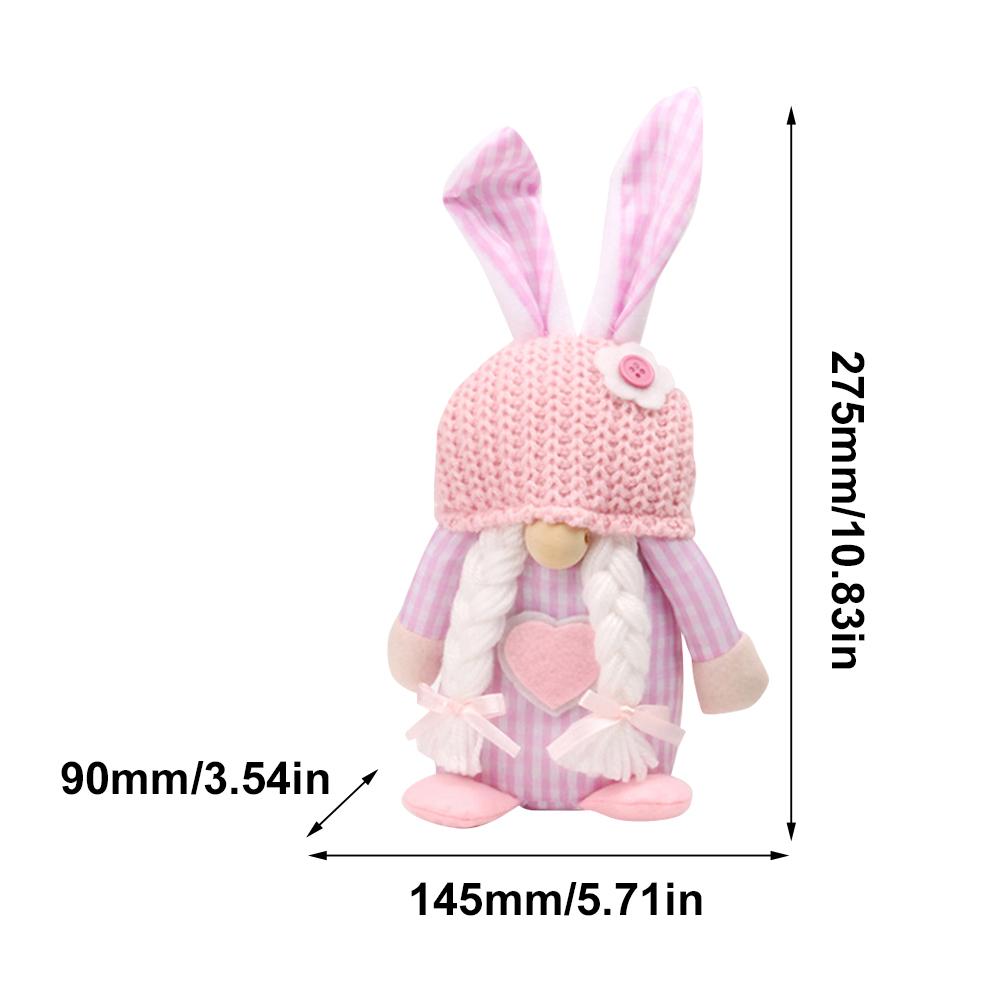 2Pcs Rabbit Ear Faceless Gnome with Knitted Hat Easter Old Man Dwarf Decor Festival Theme for Bedroom Living Room Decor