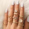 Fashion Jewelry Rings Set Gold Color Hollow Round Opening Women Finger Ring for Girl Lady Party Wedding Gifts