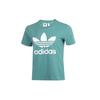 adidas Оригиналы Логотип Трилистник Свитшот с круглым вырезом Однотонный Спортивный с принтом Футболка с коротким рукавом Женские Топы Future-Water-Green FM3300