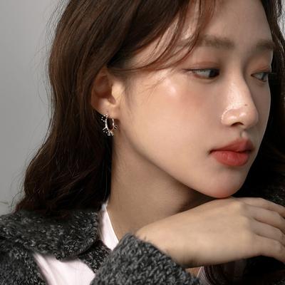 Серьги Retro Light Luxury Commuter Modern Black Zircon Персонализированные преувеличенные трендовые универсальные круглые серьги-пряжки