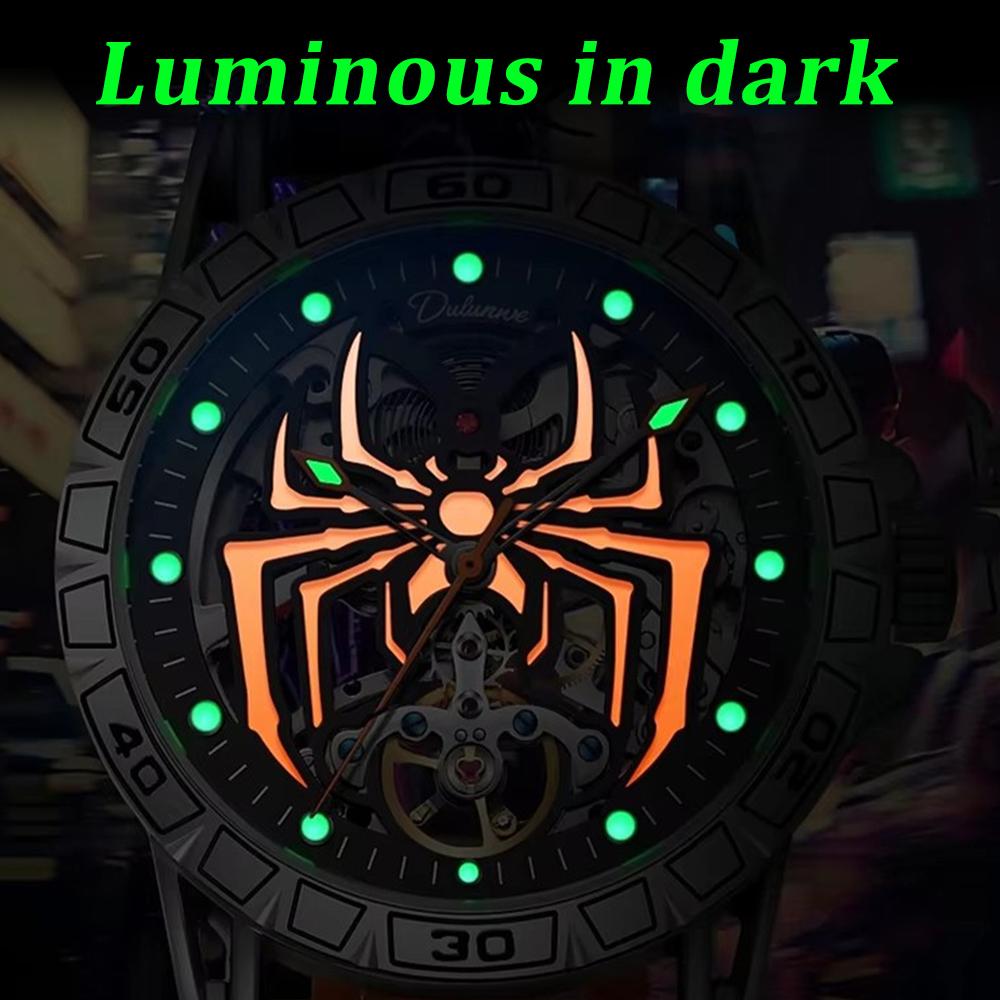 Полностью автоматические механические часы Flywheel Fashion Trend Водонепроницаемые светящиеся наручные часы Spider Uhren Herren