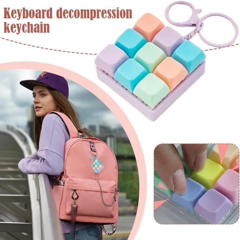 Разноцветная брелок-игрушка-антистресс Клавиатура 9-в-1 Кнопка декомпрессии Клавиатура Игрушки-кликкеры для пальцев Снятие стресса Подарки-фиджеты